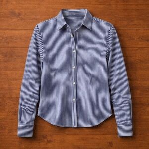 Classic Navy Striped Button Down Shirt